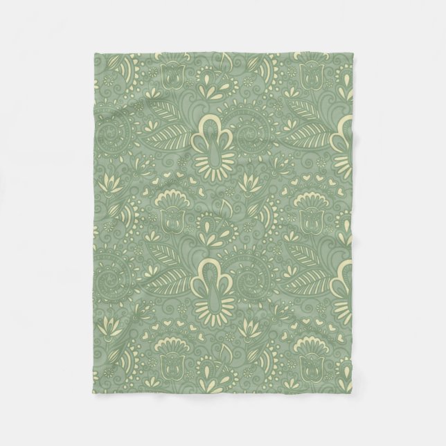 Sage Paisley Fleece Blanket (Front)