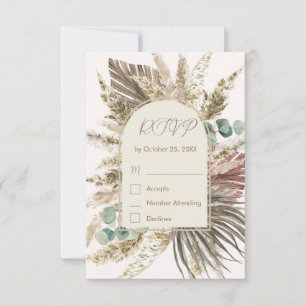 Sage Pampas Grass RSVP Card Rustic Boho Wedding