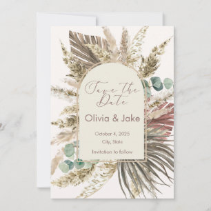 Sage Pampas Grass Save the Date   Boho Rustic