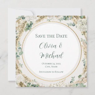 Sage Pampas Grass Save the Date   Customizable