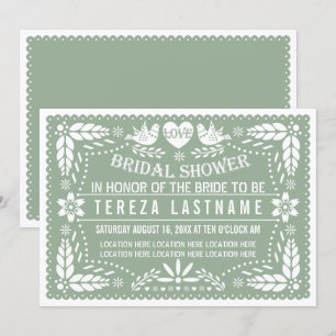 Sage papel picado love wedding bridal shower invitation