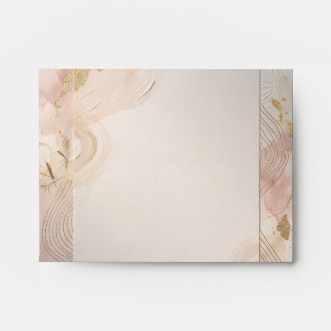 Sage Peach Botanical Wedding Envelope (Front)