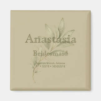 Sage Personalized Bridesmaid Shot Glass Magnet