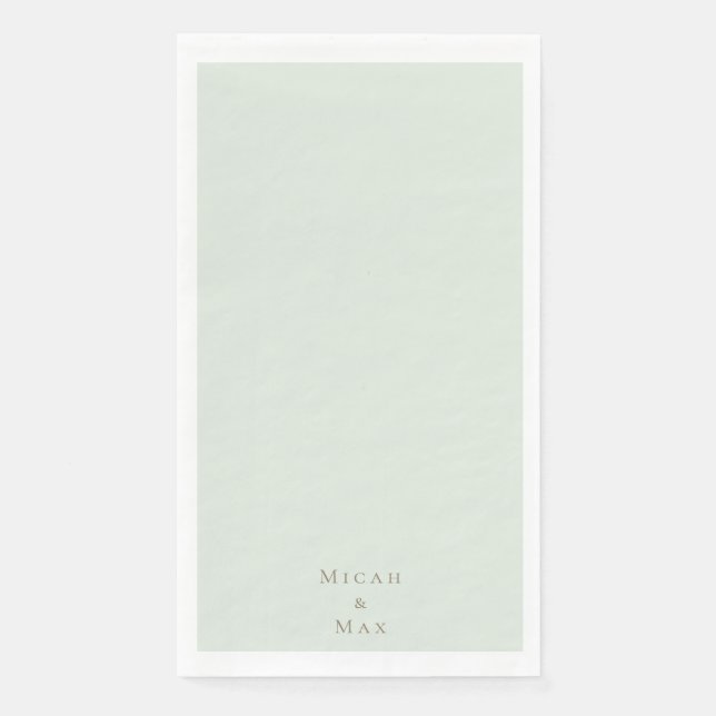 Sage Personalized Wedding Gold Text Napkin (Front)