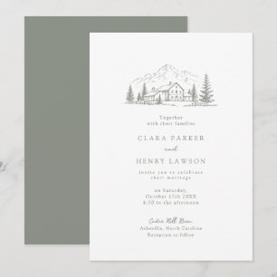 Sage Pine Mountain Lodge Wedding Invitation