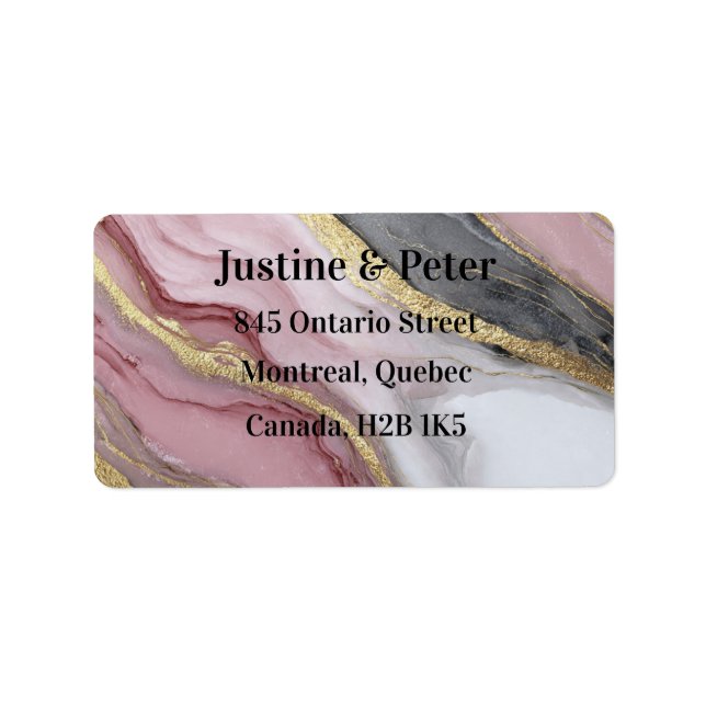 Sage Pink And Gold Agate Marble Label (Front)