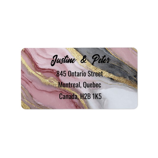 Sage Pink And Gold Agate Marble Label (Front)