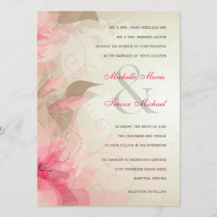 Sage & Pink Floral Formal Wedding Invitations