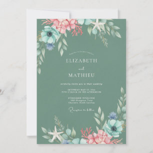 Sage Pink Wildflower Wedding Invitation