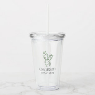 Sage Prickly Pear Cactus Bachelorette Party Favour Acrylic Tumbler