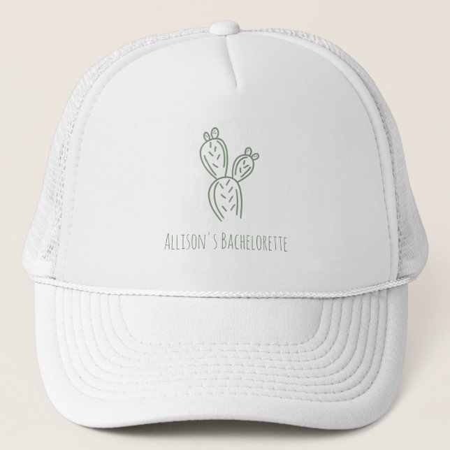 Sage Prickly Pear Cactus Bachelorette Trucker Hat (Front)
