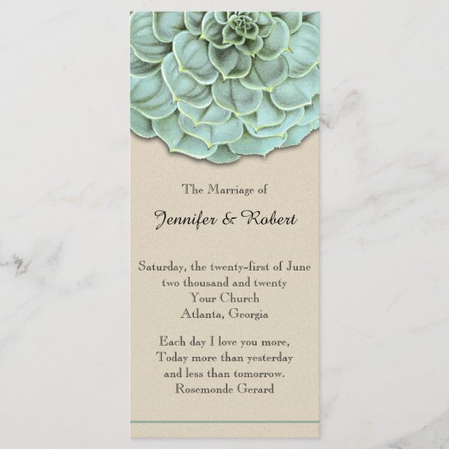 Sage Programme De Mariage Succulent (Devant)