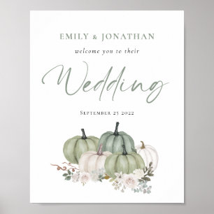 Sage Pumpkins Cream Florals Welcome to Wedding Poster
