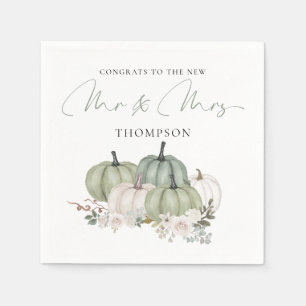 Sage Pumpkins Florals Congrats Mr Mrs Wedding  Napkin