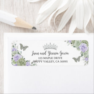 Sage Purple Rose Floral Quinceanera Adresse de ret