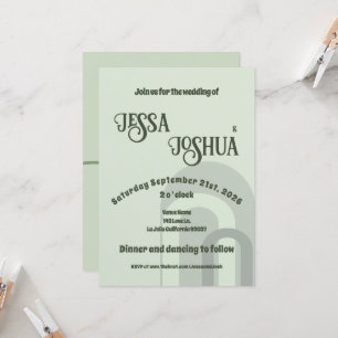 Sage Retro Funky Disco Wedding - Bold Modern Fun Invitation