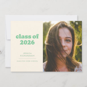 Sage Retro Simplicity Photo Graduation  Announcement
