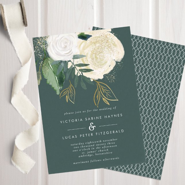 Sage romantique et Faire-part de mariage d'or (Créateur téléchargé)
