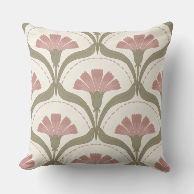 Sage & Rose Floral Throw Pillow (Front)
