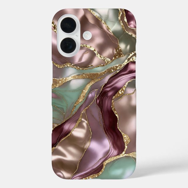 Sage Rose Gold Marble Phone Case Luxury (Back)