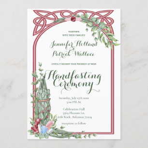 Sage & Rose Herbal Crystal Handfasting Invitation