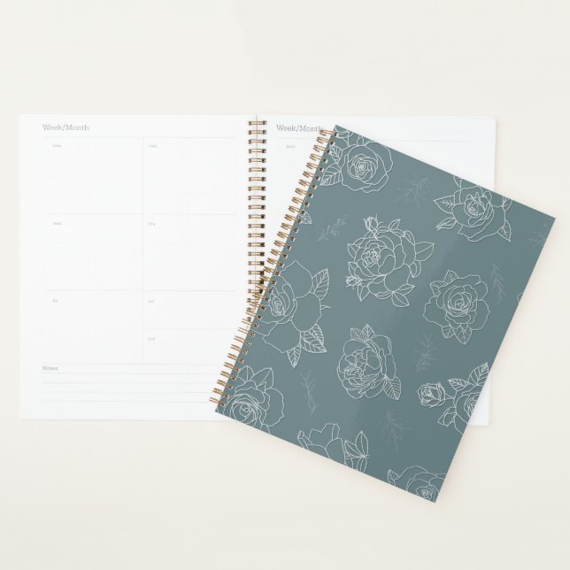 Sage Rose Line-Art Planner (Display)