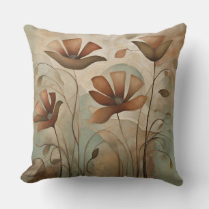 Sage Rust Decorative Floral Throw Pillow