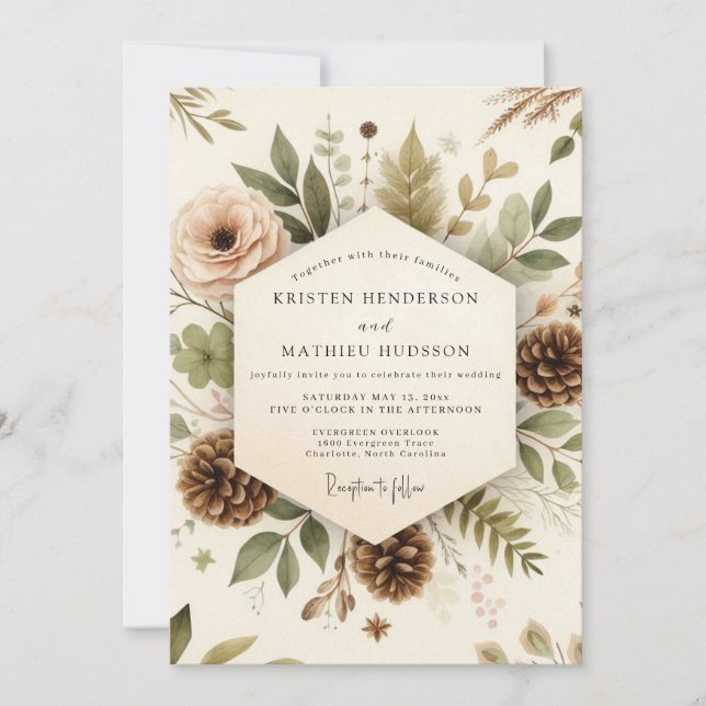 Sage Rustic Woodland Wedding Invitation (Front)