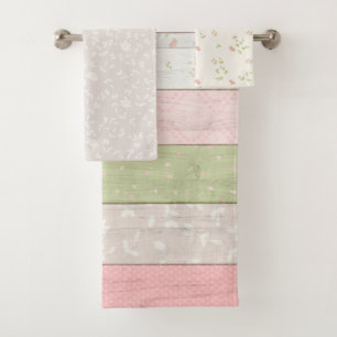 Sage rustique Vert & Rose Floral Bois Cottage Chic