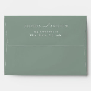 Sage script minimalist wedding return address envelope