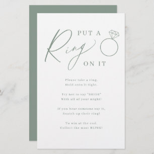 Sage script put a ring on it bridal shower game