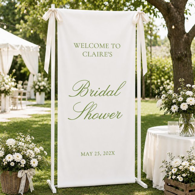 Sage Script Wedding Welcome Bridal Shower Engaged Banner (Creator Uploaded)