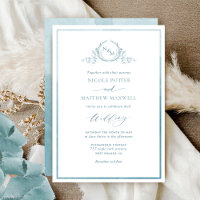 Sage Sea Glass Watercolor Elegant Monogram Wedding