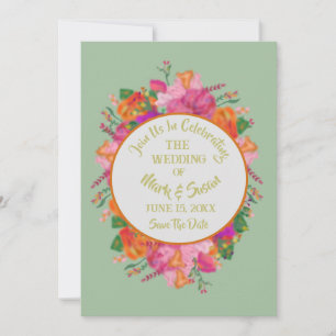 Sage Secret Garden Boho Floral Wedding Invitation
