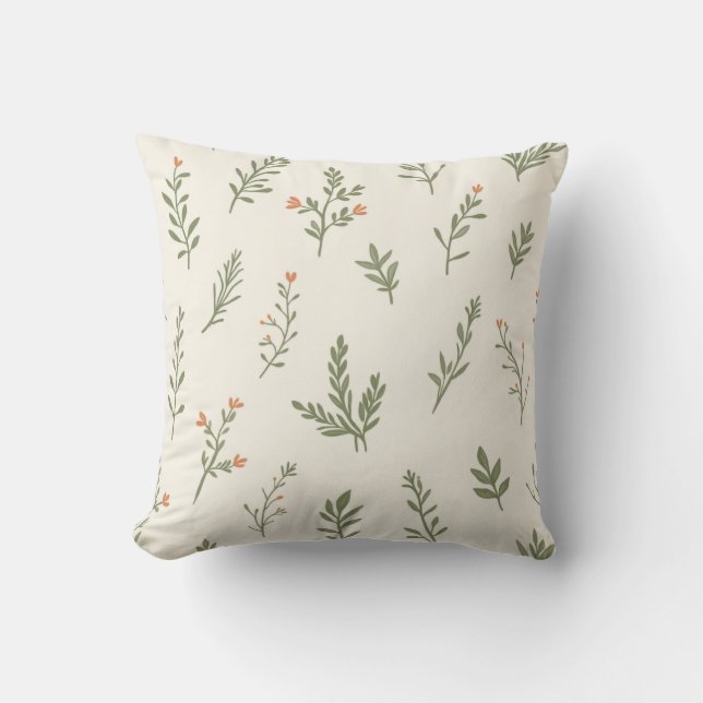 Sage Serenity Pattern Throw Pillow (Front)