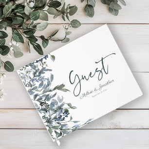 Sage Silver Green Floral Wedding Guest Book