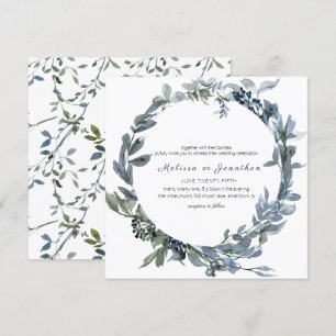 Sage Silver Green Floral Wedding Invitation