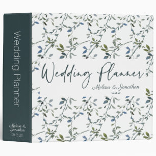 Sage Silver Green Floral Wedding Planner Binder