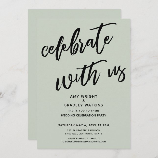 Sage Simple Celebrate with Us Wedding Reception Invitation (Front/Back)