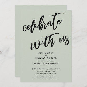 Sage Simple Celebrate with Us Wedding Reception Invitation