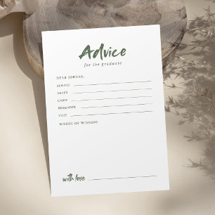 Sage Simple Modern Brush Script Graduation Advice Card