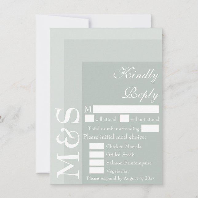 Sage Simple Modern Script Wedding RSVP Card (Front)