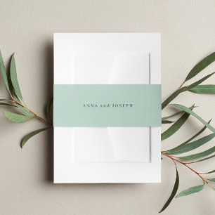 Sage   Simple Solid Color Personalized Wedding Invitation Belly Band