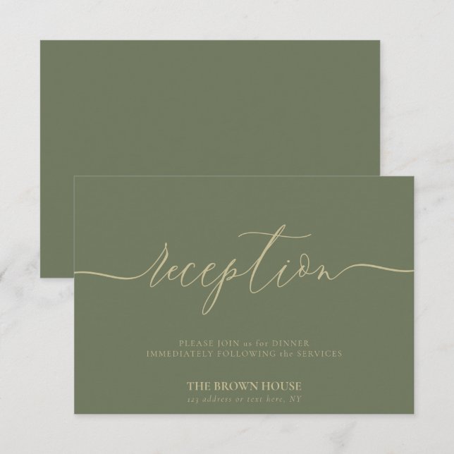 Sage Simple Wedding Reception Invitation (Front/Back)