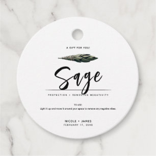 Sage Smudge Stick Minimal Modern Wedding Favour Tags
