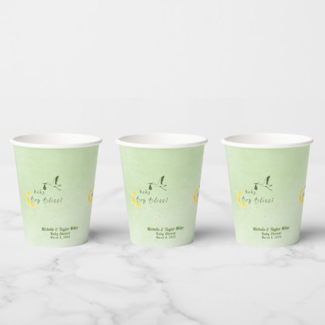 Sage Starlit Baby Boy Bliss  Paper Cups (Multi)