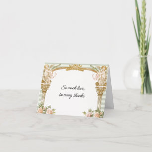 Sage Stripe Cherub and Blush Floral Thank You Card
