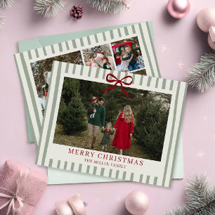 Sage Stripe Family Photo Christmas Holiday Card