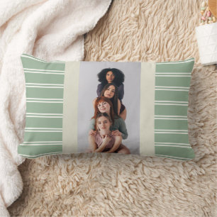 sage stripe throw pillow - photo personalized