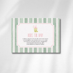 Sage Striped Matcha Bubble Tea Books For Baby Enclosure Card